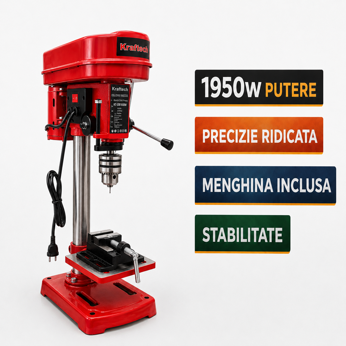 Masina de gaurit cu coloana  1950W, 5 trepte, menghina inclusa