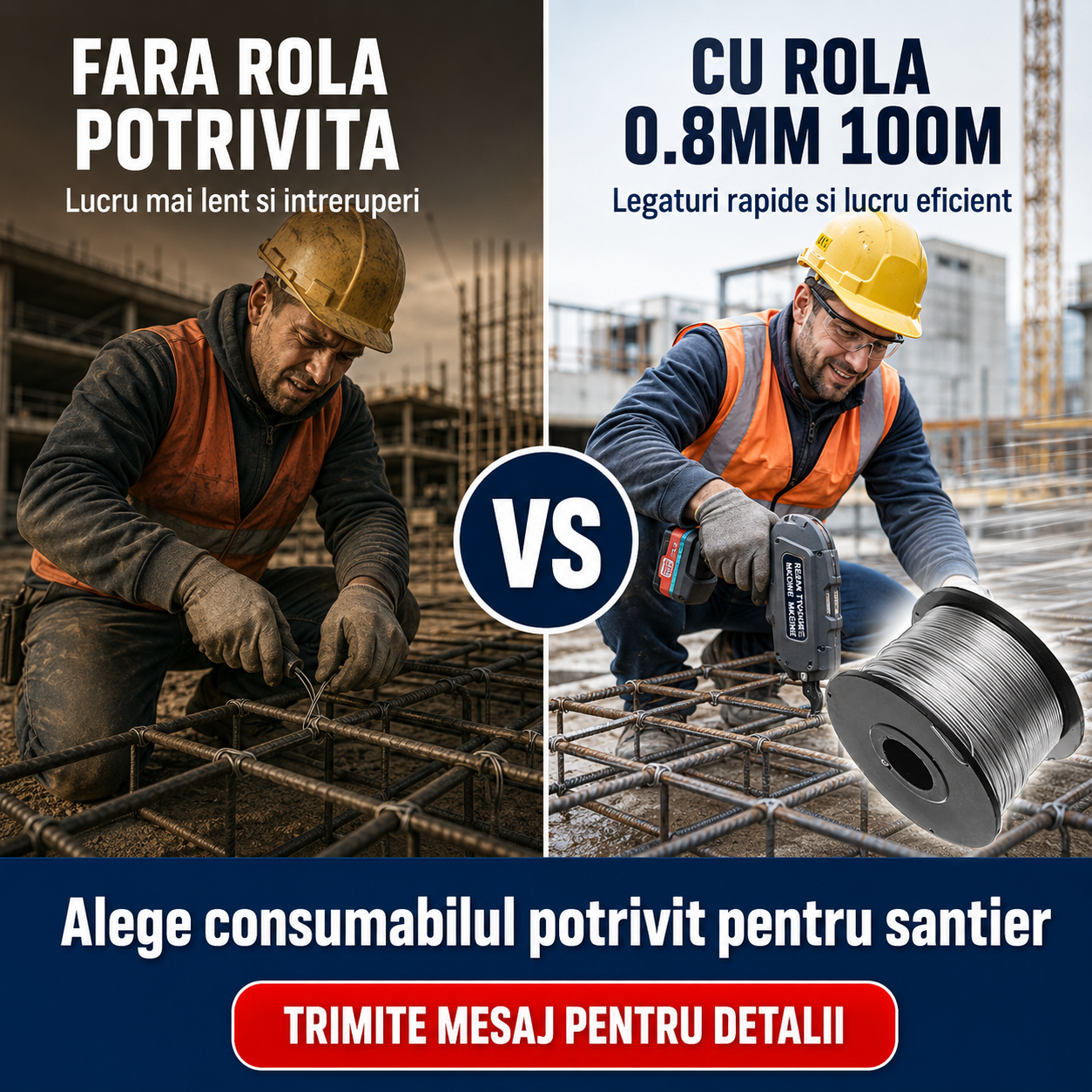 Rola Sarma 0.8mm 100m pentru Masina Legat Fier Beton
