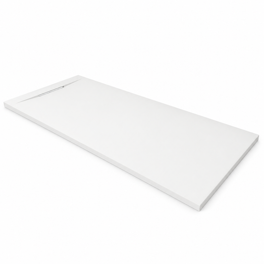 Cadita Dus Alba Antiderapanta din Compozit Mineral cu Sifon Inclus