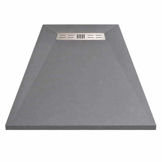 Cadita Dus Gri Antiderapanta din Compozit Mineral cu Sifon si Grila Inox Incluse