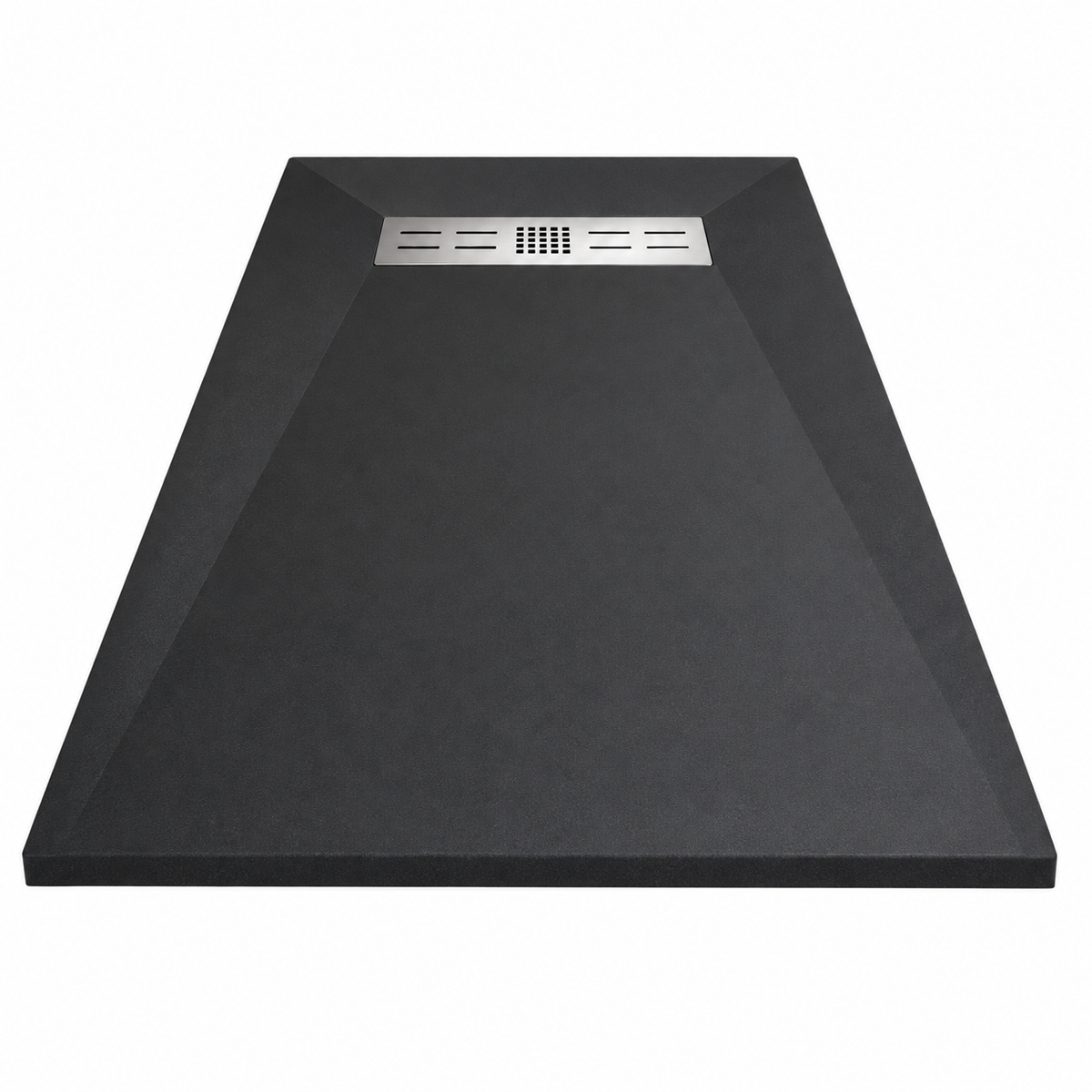 Cadita Dus Antracit Antiderapanta din Compozit Mineral cu Sifon si Grila Inox Incluse