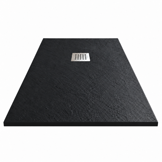 Cadita Dus Antracit din Compozit Mineral Antiderapanta cu Sifon Inclus
