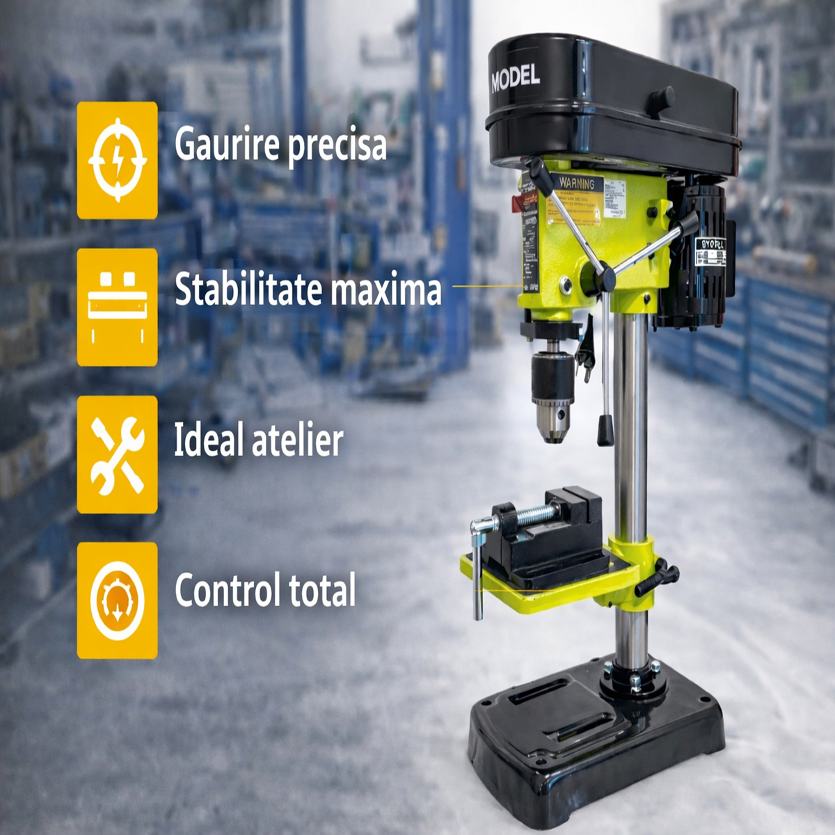Masina de gaurit cu coloana RIODEL– 1950W, 16 mm, 6 trepte viteza