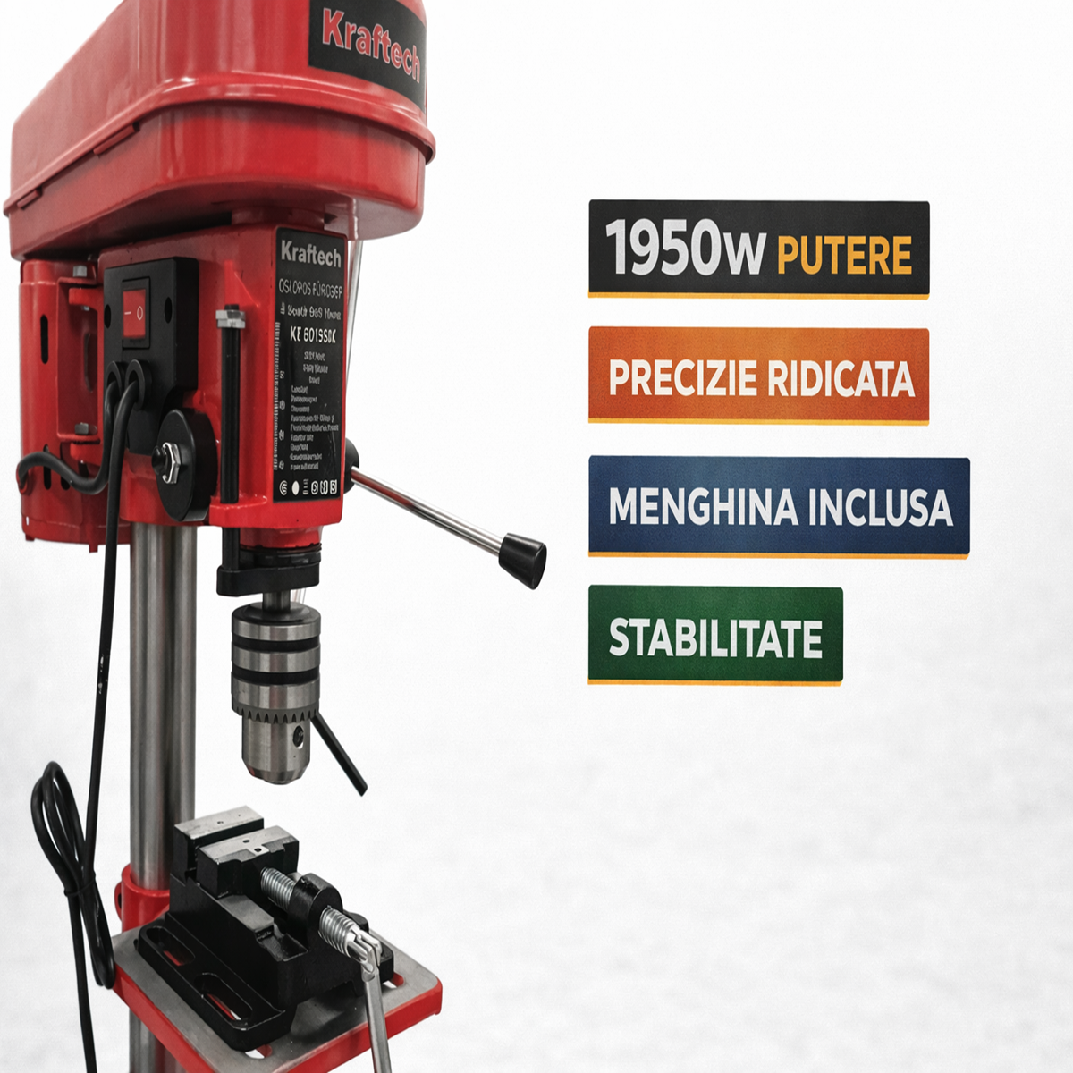 Masina de gaurit cu coloana  1950W, 5 trepte, menghina inclusa