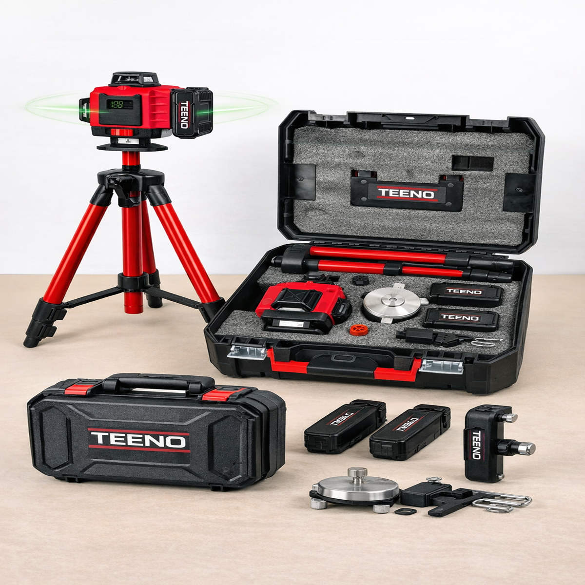 Nivel Laser 360°x4.4D cu 16 Linii Verzi si Afisaj Digital – Acumulatori 4800mAh x2