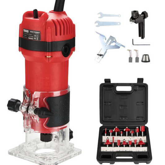 Freza Manuala pentru Lemn 800W, 6.5Amp 1.25HP – 31.000 RPM, Set 15 Freze 1/4"